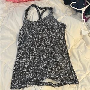 Lululemon black and white polka-dot tank size 10